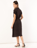 Linen Mix Printed Collar Neck Dress