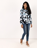 Print Long Sleeve Safari Linen Shirt