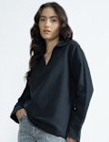 Linen Rich Spread Collar Plain Top