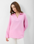 Linen Rich Longline Tunic Shirt