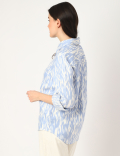 Pure Linen Printed Spread Collar Shirt