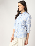 Pure Linen Printed Spread Collar Shirt