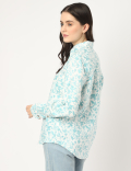 Pure Linen Printed Spread Collar Shirt