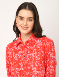 Pure Linen Floral Spread Collar Shirt