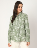 Pure Linen Floral Spread Collar Shirt