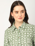 Pure Linen Floral Spread Collar Shirt
