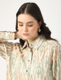 Pure Linen Printed Spread Collar Shirt