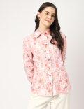 Pure Linen Floral Spread Collar Shirt