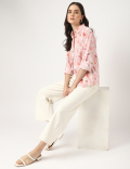 Pure Linen Floral Spread Collar Shirt