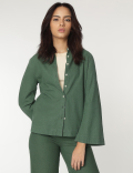Linen Rich Spread Collar Shirt