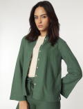 Linen Rich Spread Collar Shirt