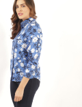 Pure Linen Floral Spread Collar Shirt