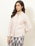 Pure Linen Spread Collar Shirt