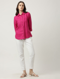 Pure Linen Spread Collar Shirt