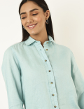 Pure Linen Spread Collar Shirt