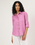 Pure Linen Spread Collar Shirt
