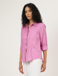 Pure Linen Spread Collar Shirt