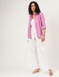 Pure Linen Spread Collar Shirt