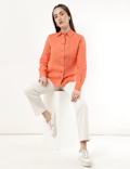 Pure Linen Spread Collar Shirt