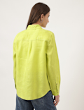 Pure Linen Plain Spread Collar Shirt