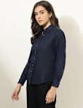 Spread Collar Plain Shirt