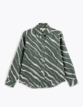 Pure Linen Plain Spread Collar Shirt