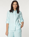 Pure Linen Spread Collar Shirt