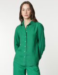 Pure Linen Spread Collar Shirt