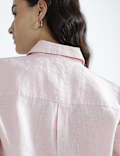 Pure Linen Plain Spread Collar Shirt