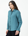Pure Linen Spread Collar Shirt