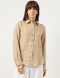 Pure Linen Spread Collar Shirt