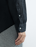 Pure Linen Plain Spread Collar Shirt