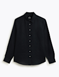 Pure Linen Plain Spread Collar Shirt