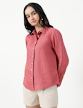 Pure Linen Spread Collar Shirt