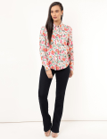 Pure Linen Floral Spread Collar Shirt