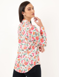 Pure Linen Floral Spread Collar Shirt