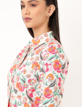 Pure Linen Floral Spread Collar Shirt