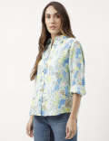 Pure Linen Floral Print Full Sleeve Shirt