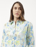 Pure Linen Floral Print Full Sleeve Shirt