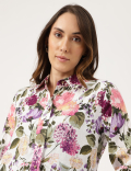 Linen Floral Printed Regular Fit Shirt