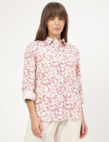 Pure Linen Printed Spread Collar Shirt