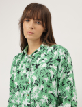 Pure Linen Floral Printed Shirt