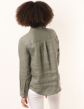 Pure Linen Printed Spread Collar Shirt