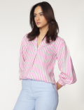 Pure Linen Spread Collar Striped Shirt