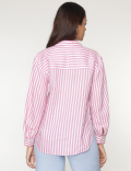 Pure Linen Spread Collar Striped Shirt