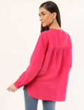 Viscose Mix Plain Mandarin Collar Shirt