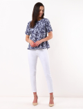 Linen Mix Pleat Top
