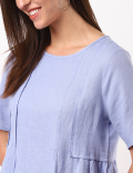 Linen Mix Pleat Top