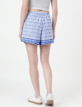 Pure Cotton Geometric Elasticated Shorts