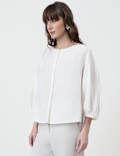 Linen Rich Plain Round Neck Top